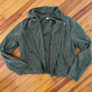 Green Suede Bomber Jacket